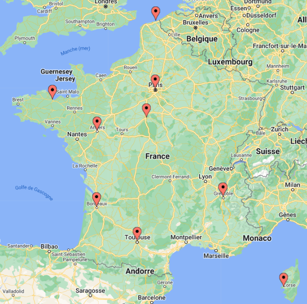 Carte des salons des écoles du concours Geipi Polytech en décembre 2022 Carte des salons des écoles du concours Geipi Polytech en décembre 2022